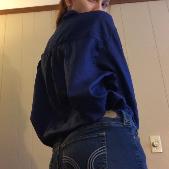 Vintage Blue Button up Blouse - Picture 2 of 3